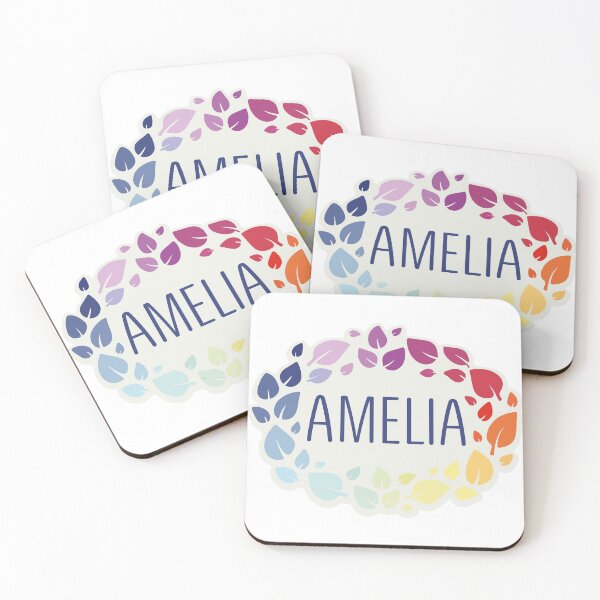 Artikelvorschau, Der Name Amelia ist von bunten Blättern umgeben entworfen und verkauft von 0ut0fSpace.