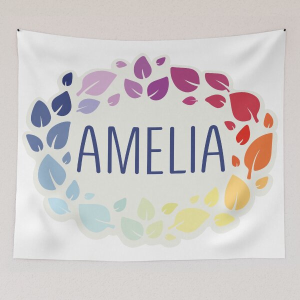 Artikelvorschau, Der Name Amelia ist von bunten Blättern umgeben entworfen und verkauft von 0ut0fSpace.
