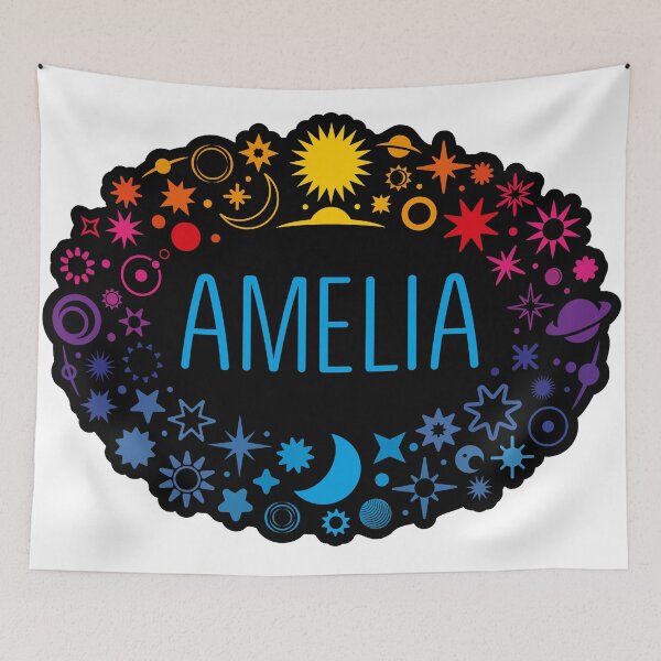 Artikelvorschau, Der Name Amelia ist von bunten Sternen umgeben entworfen und verkauft von 0ut0fSpace.