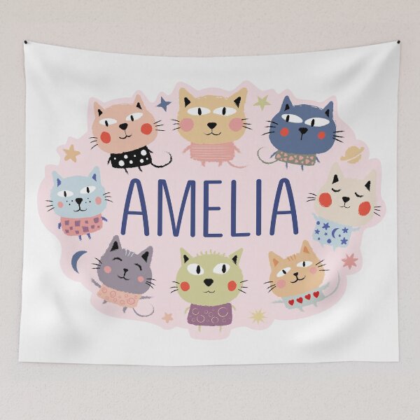 Artikelvorschau, Der Name Amelia ist von Katzen umgeben entworfen und verkauft von 0ut0fSpace.