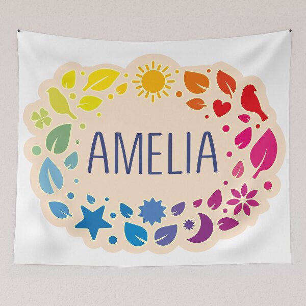 Artikelvorschau, Name Amelia umgeben von Blättern entworfen und verkauft von 0ut0fSpace.