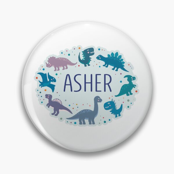 Item preview, Asher name surrounded by dinosaurs designed and sold by 0ut0fSpace.