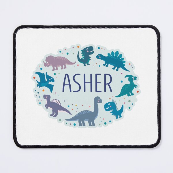 Item preview, Asher name surrounded by dinosaurs designed and sold by 0ut0fSpace.