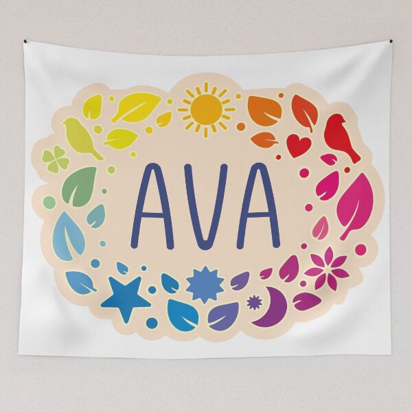 Item preview, Ava name surrounded by colorful leaves designed and sold by 0ut0fSpace.
