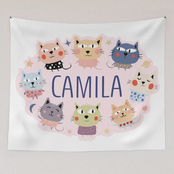 Item preview, Camila name surrounded by cats designed and sold by 0ut0fSpace.