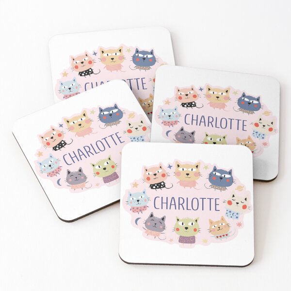 Item preview, Charlotte name surrounded by cats designed and sold by 0ut0fSpace.