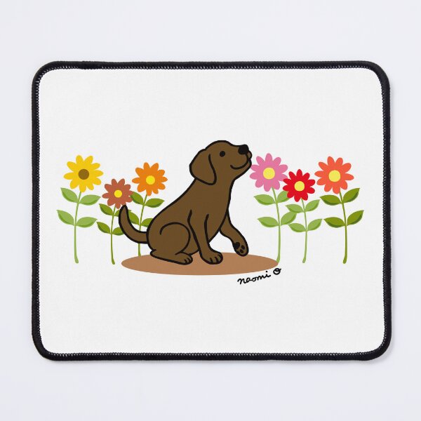 Item preview, Chocolate Labrador Puppy and Flowers designed and sold by HappyLabradors.