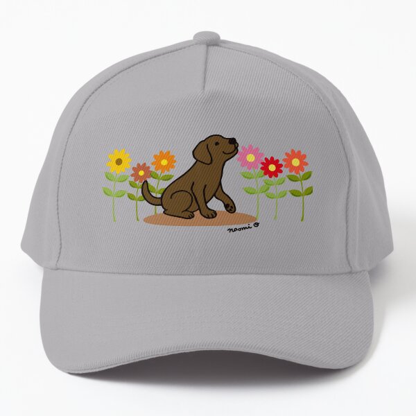 Vista previa del artículo con la obra «Cachorro Labrador Chocolate y Flores», diseñado y vendido por HappyLabradors.