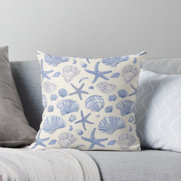 Item preview, Costal blue  seashells pattern designed and sold by Inktown.