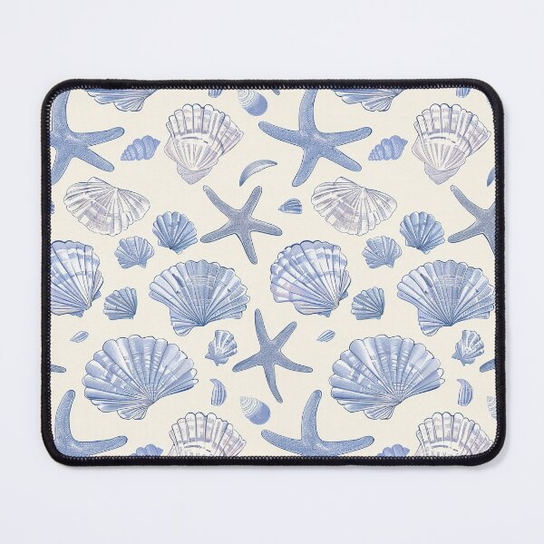 Item preview, Costal blue  seashells pattern designed and sold by Inktown.