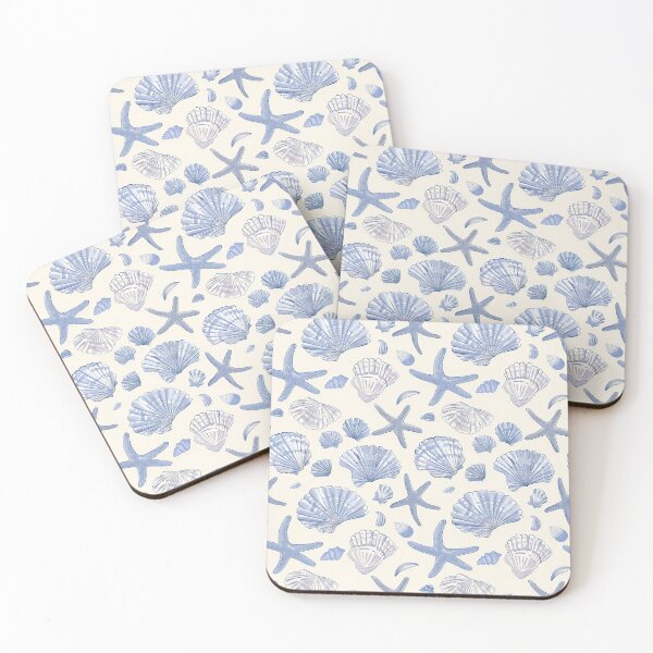 Item preview, Costal blue  seashells pattern designed and sold by Inktown.