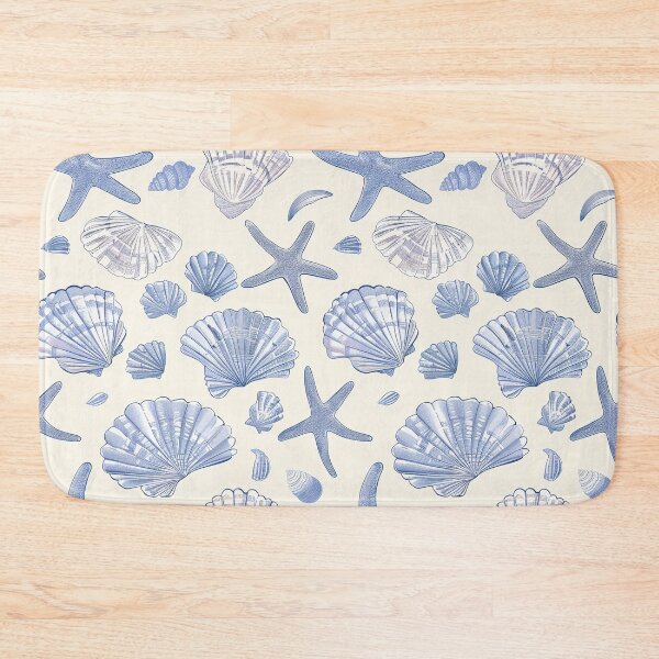 Item preview, Costal blue  seashells pattern designed and sold by Inktown.