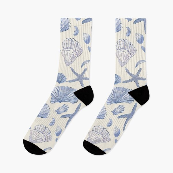 Item preview, Costal blue  seashells pattern designed and sold by Inktown.