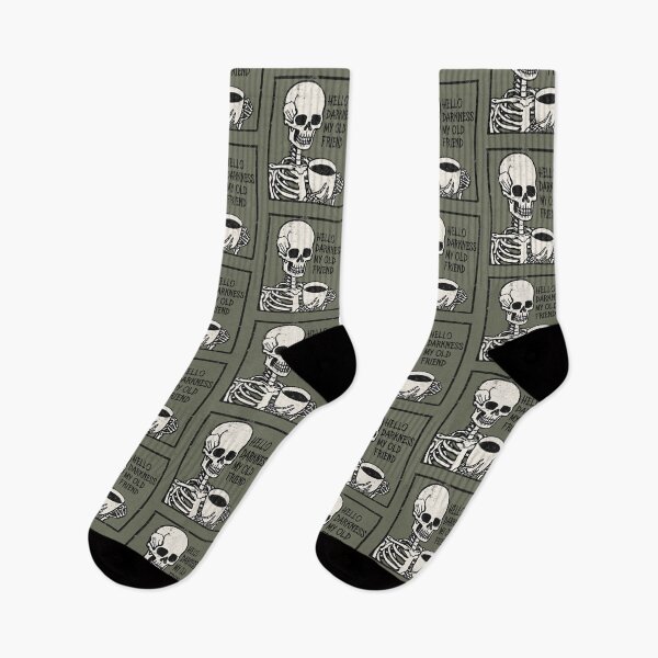 Item preview, Coffee Skeleton Hello Darkness My Old Friend designed and sold by CreepyCornerArt.