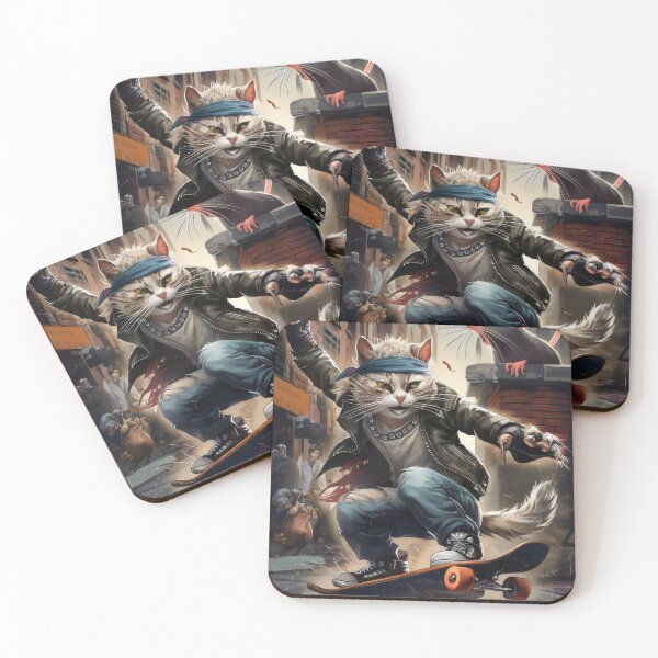 Item preview, Cat on a skateboard. designed and sold by MyHappyArtShop.