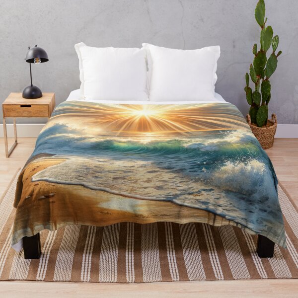 Item preview, Majestic waves illuminated by the golden sun designed and sold by cj-digital.
