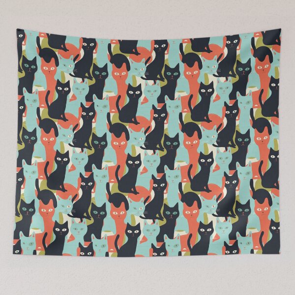 Item preview, Cats Retro Abstract Pattern designed and sold by sheprint.