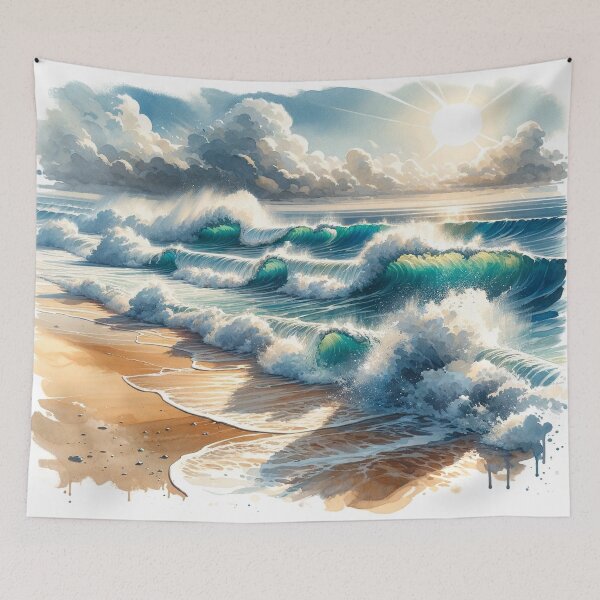 Item preview, Breaking waves on the sunless beach designed and sold by cj-digital.