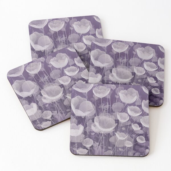 Item preview, White flowers on a purple background designed and sold by TenderSoar.