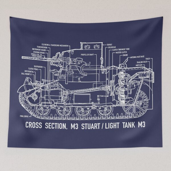 Item preview, M3 Stuart WW2 Light Tank Cross Section Diagram Infographic designed and sold by MilitaryMart.