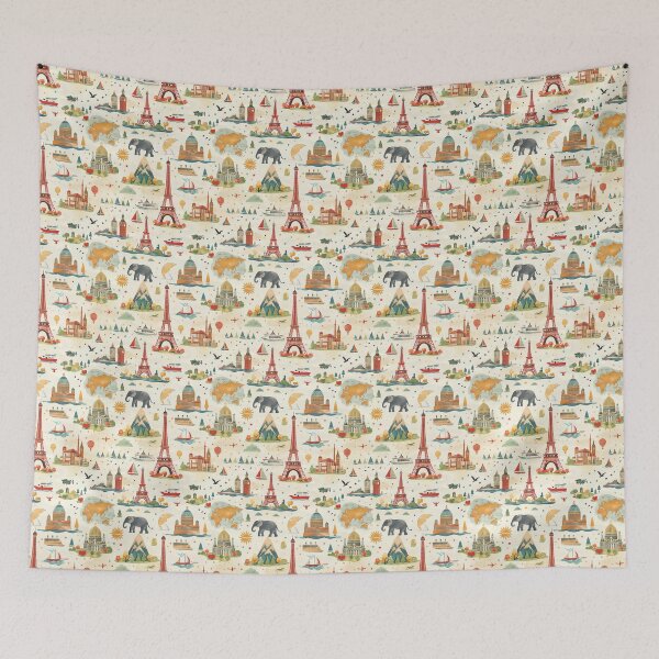 Item preview, Vacation Map | Travel art with animals and sightseeing attractions designed and sold by epsolclothing.