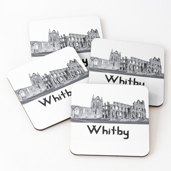 Item preview, Black and white image of Whitby Abbey ruins designed and sold by UpNorthTravel.