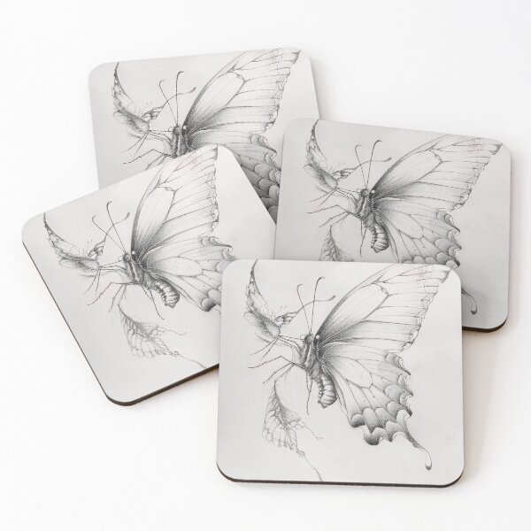 Item preview, Black and white monarch butterfly pencil drawing designed and sold by Pencil-Art.