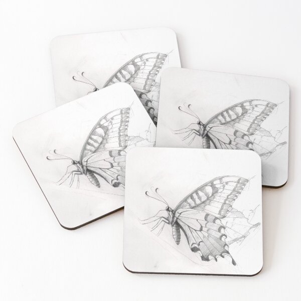 Item preview, Black and white monarch butterfly pencil drawing designed and sold by Pencil-Art.