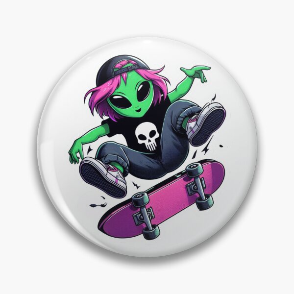 Item preview, Skater Punk Alien Babe Kickflip Trick designed and sold by fifi telena.