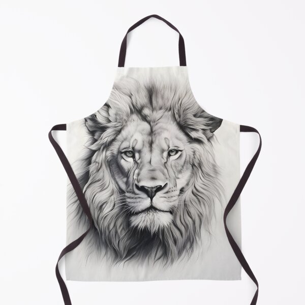 Item preview, Black and white lion pencil drawing designed and sold by Pencil-Art.