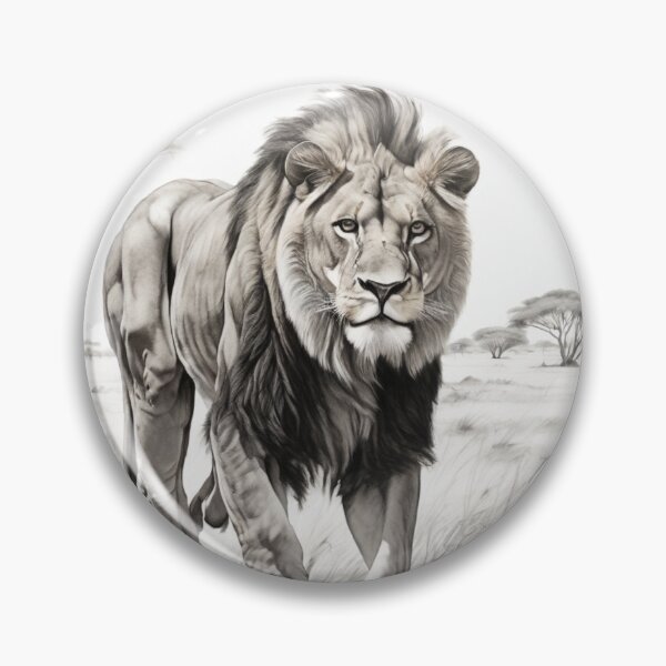 Item preview, Black and white lion pencil drawing designed and sold by Pencil-Art.