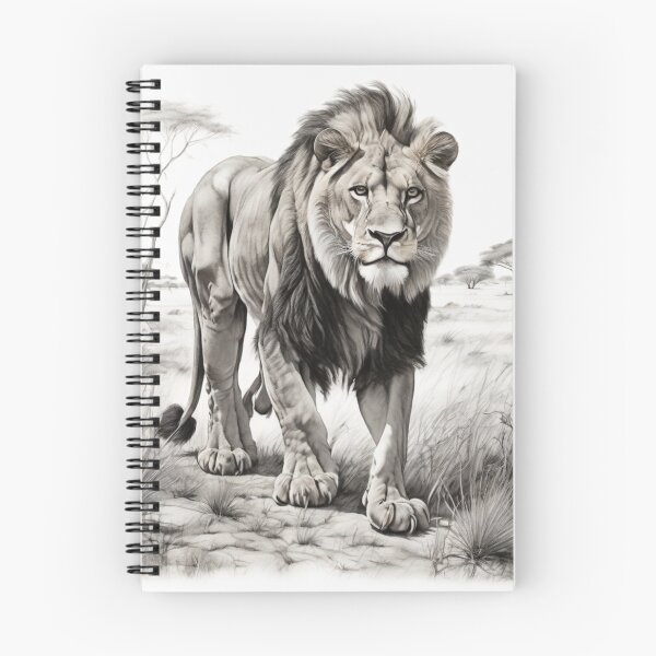 Item preview, Black and white lion pencil drawing designed and sold by Pencil-Art.