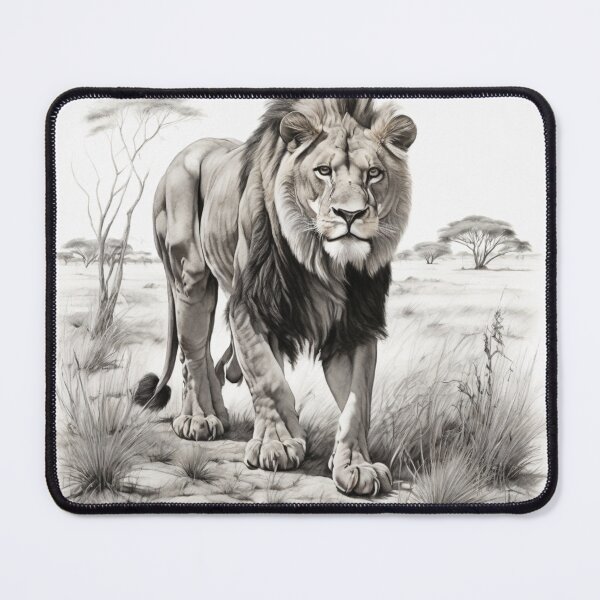 Item preview, Black and white lion pencil drawing designed and sold by Pencil-Art.