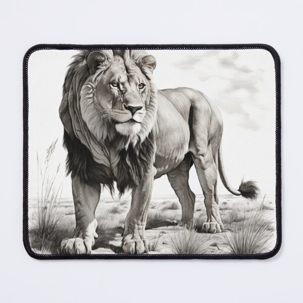 Item preview, Black and white lion pencil drawing designed and sold by Pencil-Art.