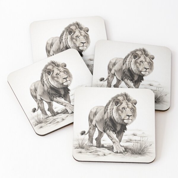 Item preview, Black and white lion pencil drawing designed and sold by Pencil-Art.