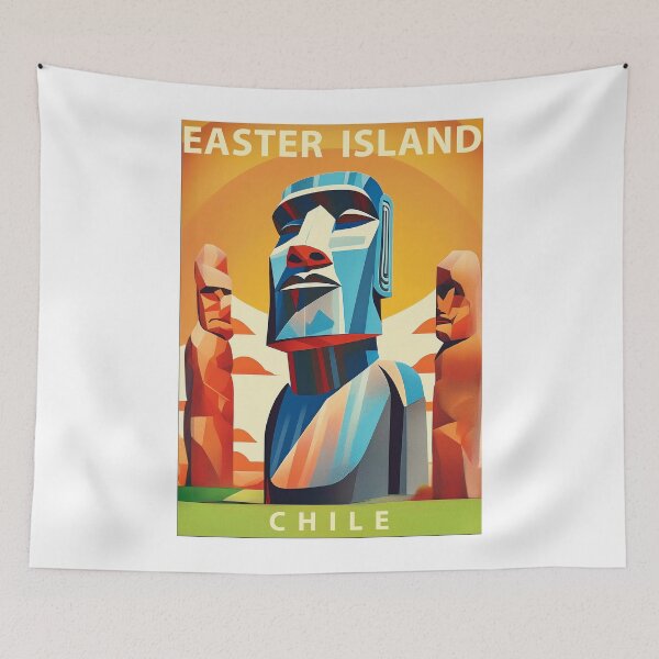 Item preview, Vintage Easter Island travel poster in Bauhaus style – retro minimal art for tourism and culture designed and sold by pod24.