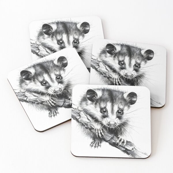 Item preview, Black and White Opossum Pencil Drawing designed and sold by Pencil-Art.