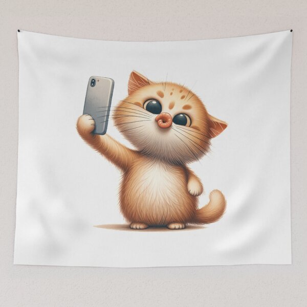 Item preview, Yellow Cat taking a selfie designed and sold by Blink Art Studio.