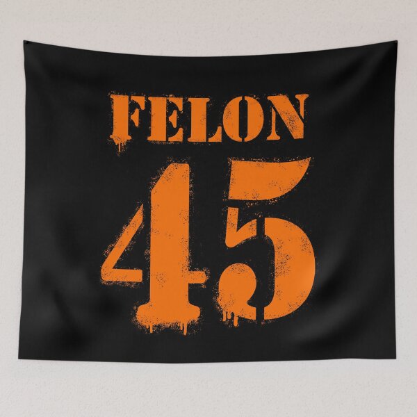 Item preview, FELON 45 Prison Orange Stencil Spray Paint Style Graffiti designed and sold by ProtestDonald.