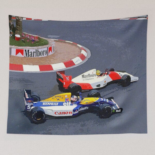 Item preview, Nigel Mansell and Ayrton Senna celebrating their 2nd and 1st places in their 1992 F1 racecars watercolor designed and sold by Rodissimus1984.