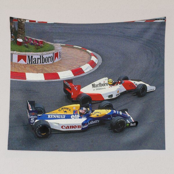 Item preview, Nigel Mansell and Ayrton Senna celebrating their 2nd and 1st places in their 1992 F1 racecars abstract designed and sold by Rodissimus1984.