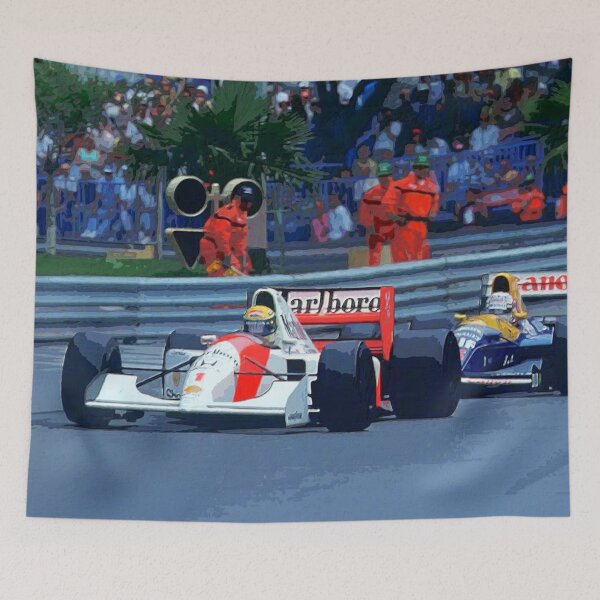 Item preview, Nigel Mansell chasing Ayrton Senna in their 1992 F1 racecars watercolor designed and sold by Rodissimus1984.