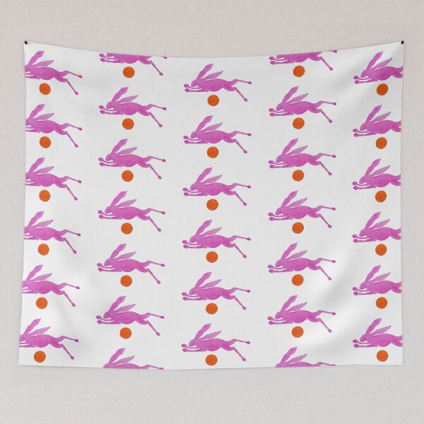 Item preview, Pink Rabbit Jumping Full Moon  designed and sold by KakiDimock.