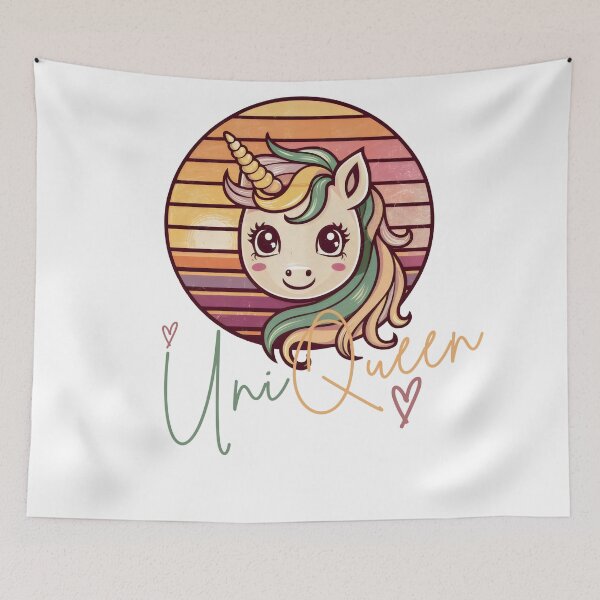 Item preview, UniQueen Cute Unicorn Retro Vintage Color Art designed and sold by GesparHouse.