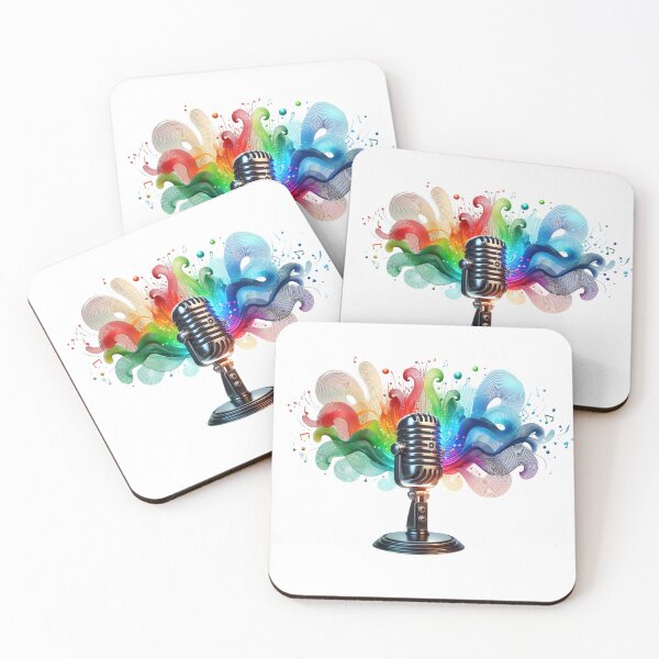 Item preview, Retro Microphone with Colorful Musical Waves designed and sold by AHMEDMAMADO.