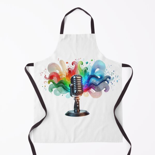 Item preview, Retro Microphone with Colorful Musical Waves designed and sold by AHMEDMAMADO.