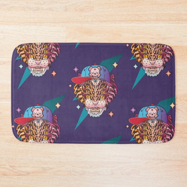 Item preview, Kick push skateboard tiger with skull and smiley street art style smokey design designed and sold by Franco Moody.