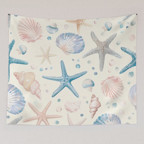 Item preview, Coastal  seashells pattern pastel colors  designed and sold by Inktown.