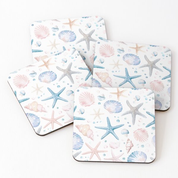 Item preview, Coastal  seashells pattern pastel colors  designed and sold by Inktown.