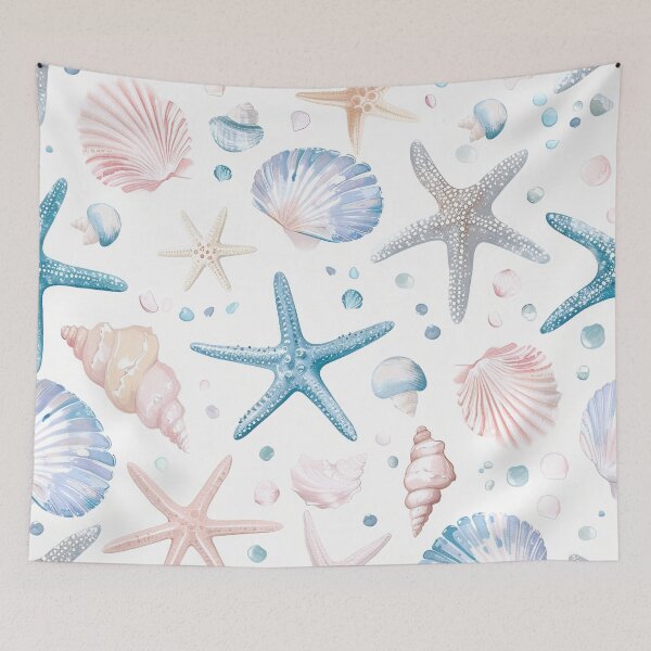 Item preview, Coastal  seashells pattern pastel colors  designed and sold by Inktown.